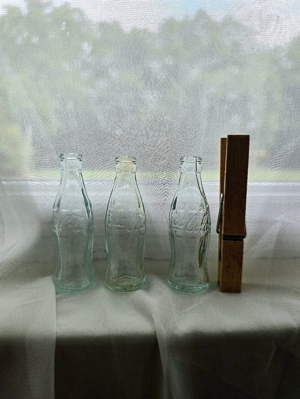 Coca Cola Miniature Glass Bottle Trio - Aqua Tint